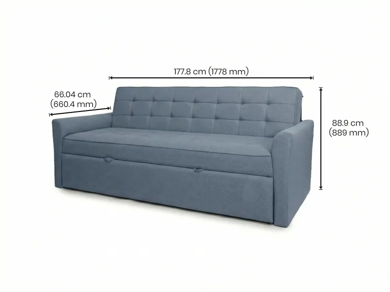 Zenith Sofa Cum Bed in Denim Blue